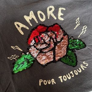 Zara Girls “Amore ❤️ Pour Toujours” flipping sequins (Youth 13/14)